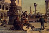 Antonio Paoletti Feeding The Pigeons painting
